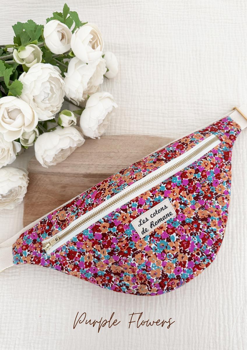 Sac banane - Les cotons de Romane - Purple flowers