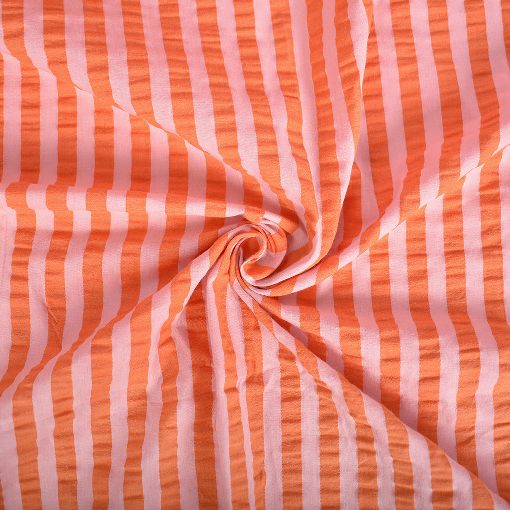 Seersucker Talia orange et rose - 1