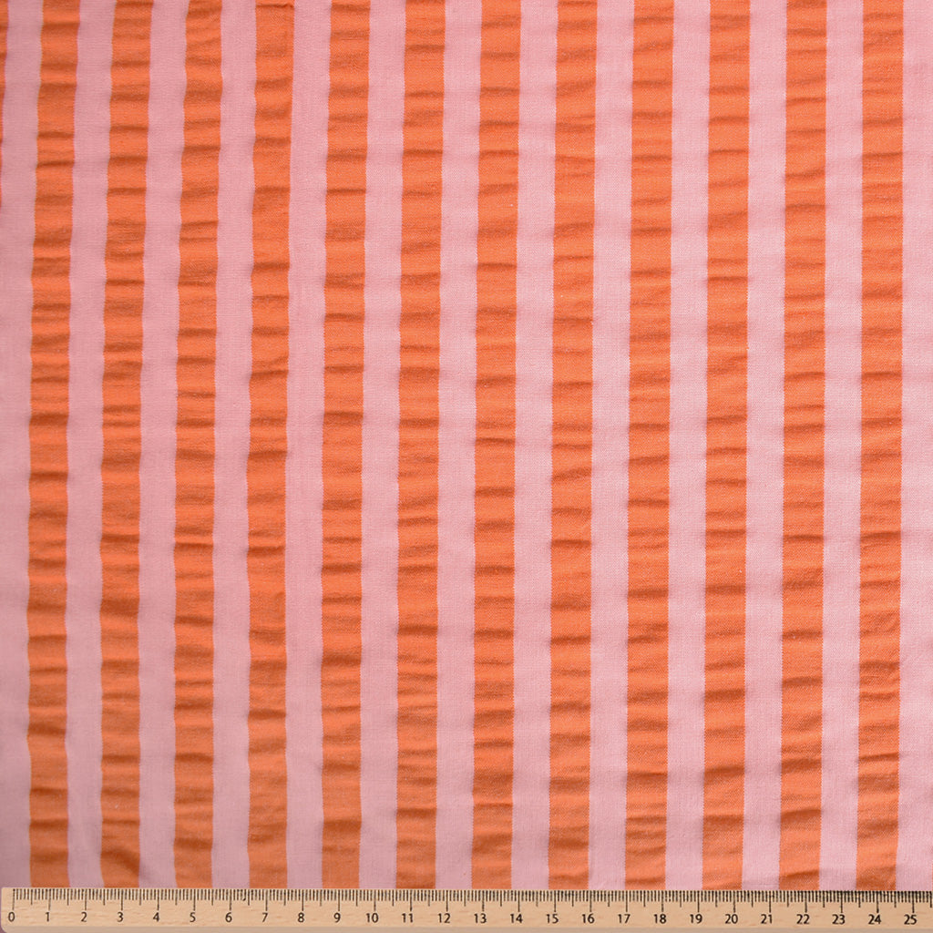 Seersucker Talia orange et rose - 2