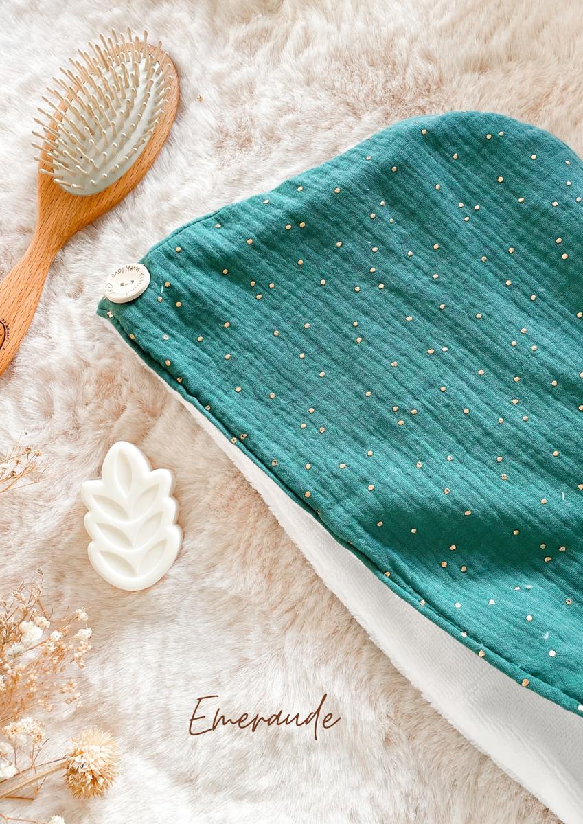 Serviette / turban pour cheveux - Emeraude