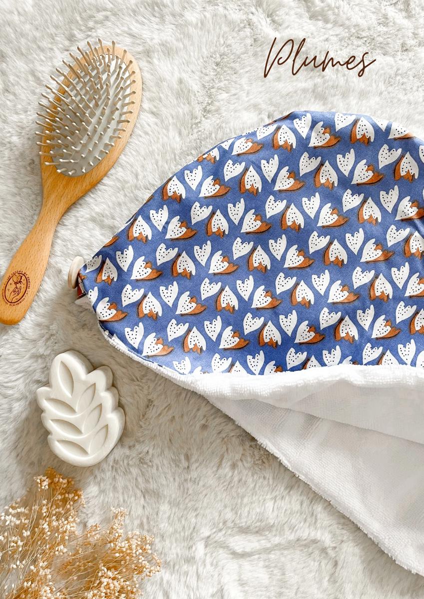 Serviette / turban pour cheveux - Plumes