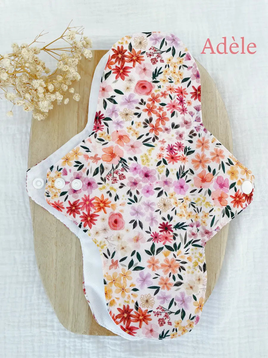 Serviette hygiénique lavable NUIT pour flux abondants - Adèle