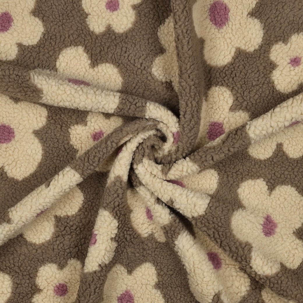 Teddy taupe à fleurs - 1