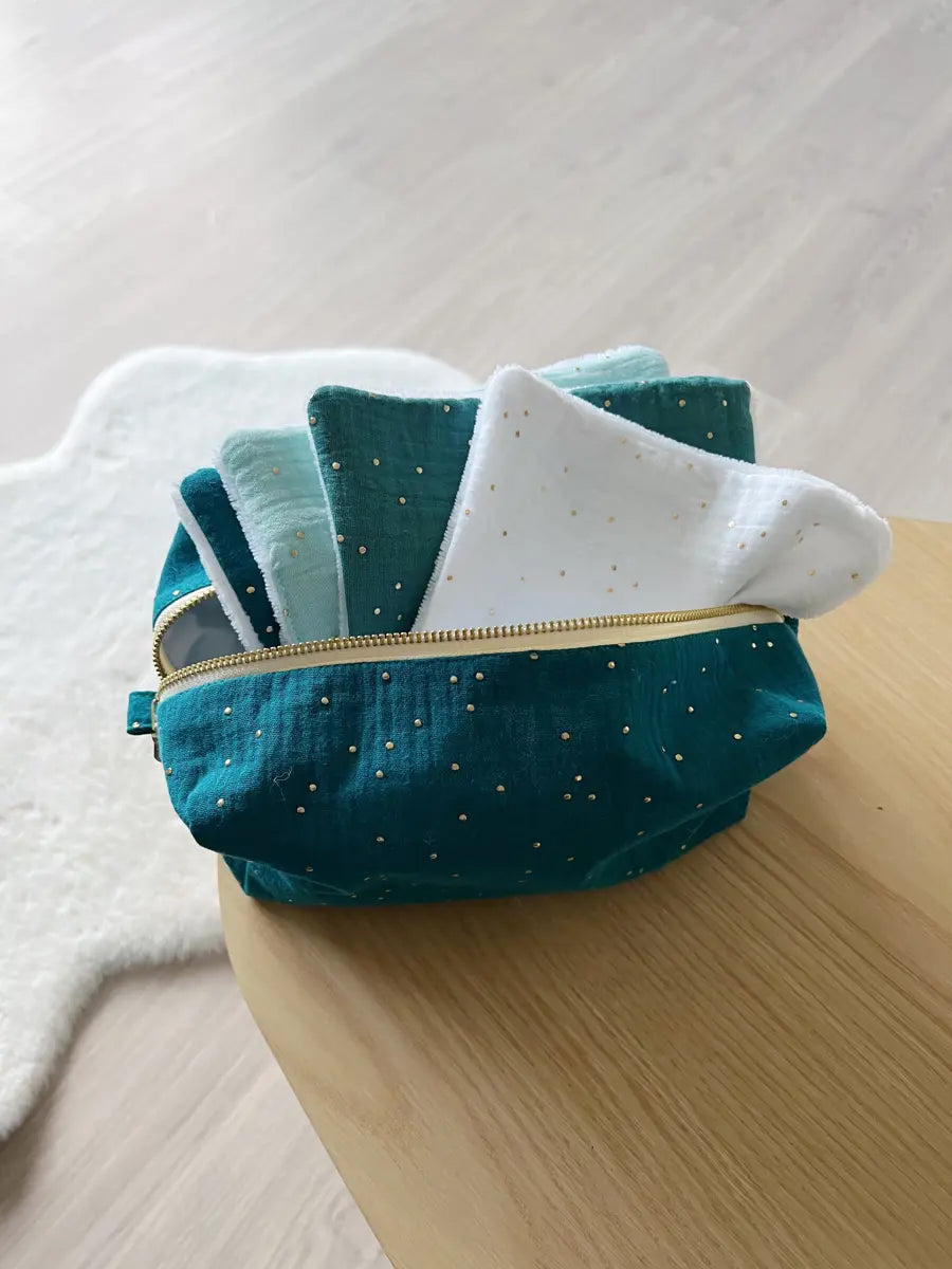 Trousse de toilette (intérieur imperméable) - Bleu Paon
